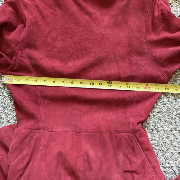 VTG Suede Maxi Dress Size 8 Medium Boho Western A&F Cowgirl Genuine Leather Red - Picture 6 of 13